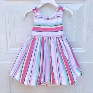 18-24 Baby Gap striped dress with open back toddler girl pink green white blue